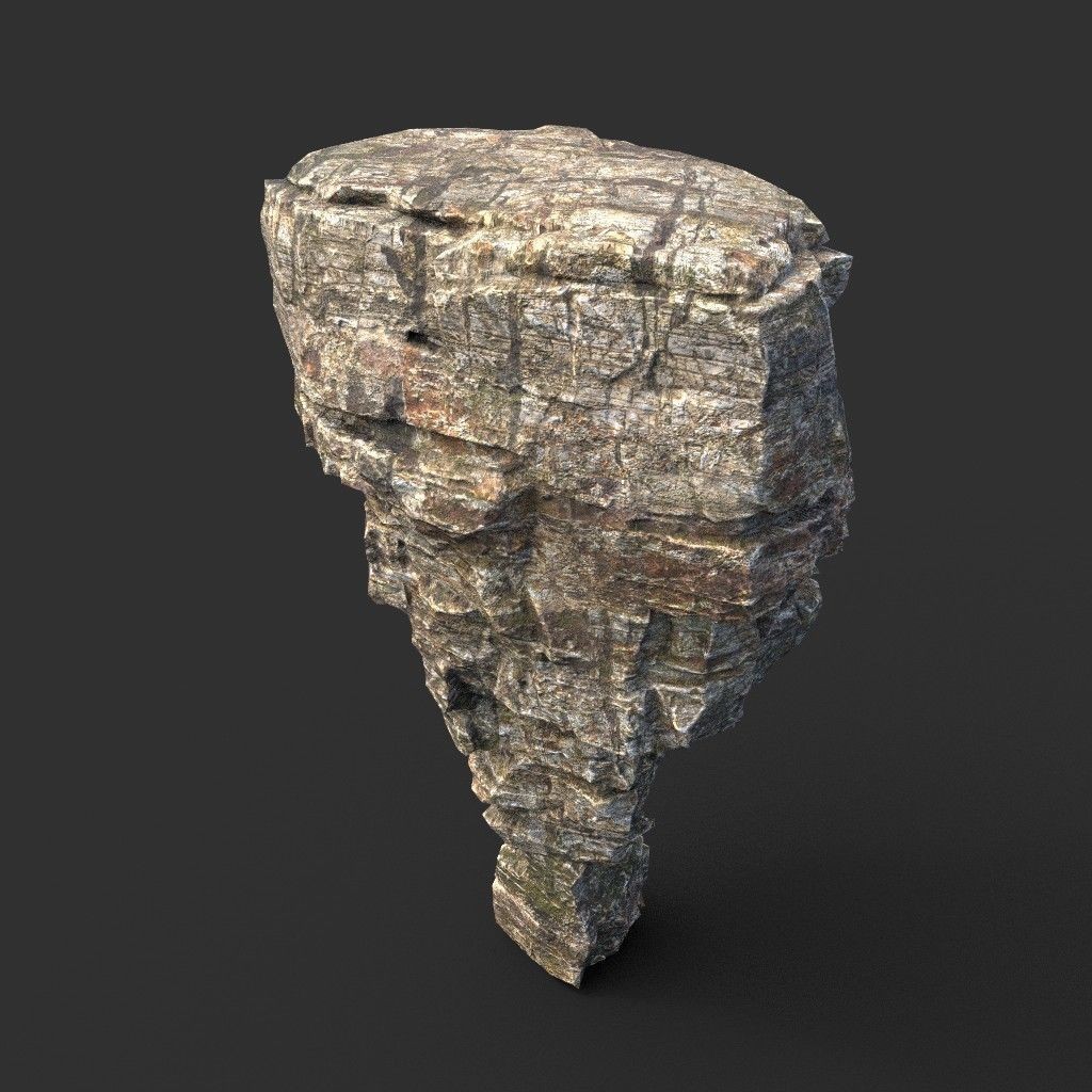 Layered Cliff Rock 3D Model – Low Poly PBR Landscape Asset, FBX/OBJ - View 25