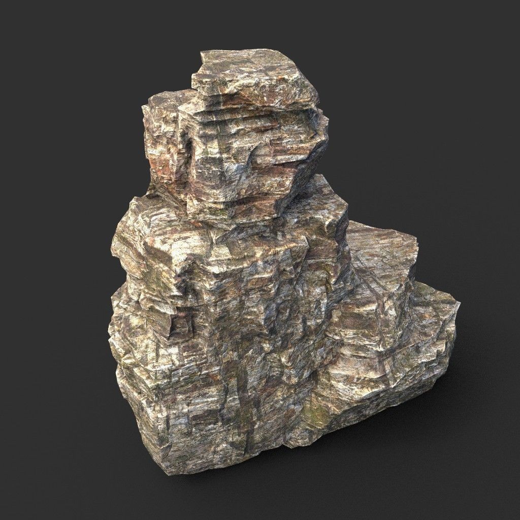 Layered Cliff Rock 3D Model – Low Poly PBR Landscape Asset, FBX/OBJ - View 29