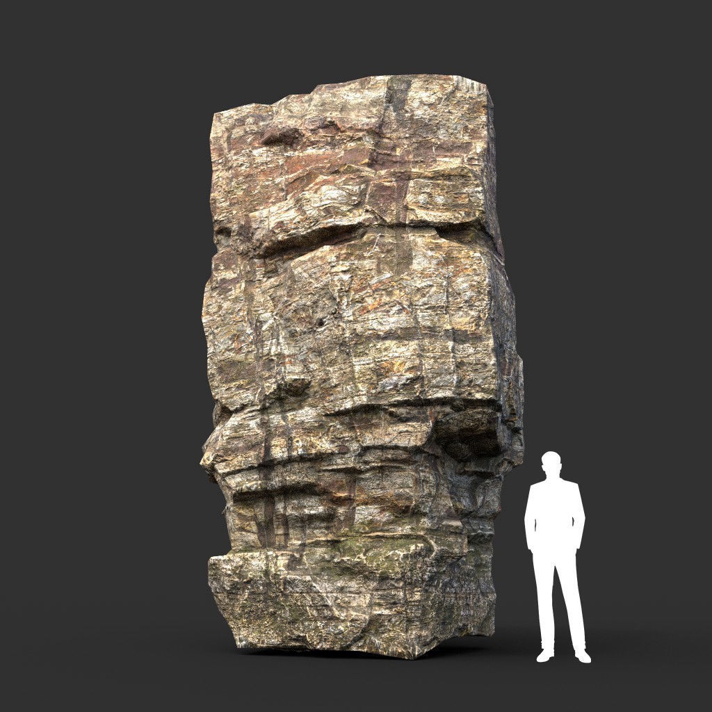 Layered Cliff Rock 3D Model – Low Poly PBR Landscape Asset, FBX/OBJ - View 3