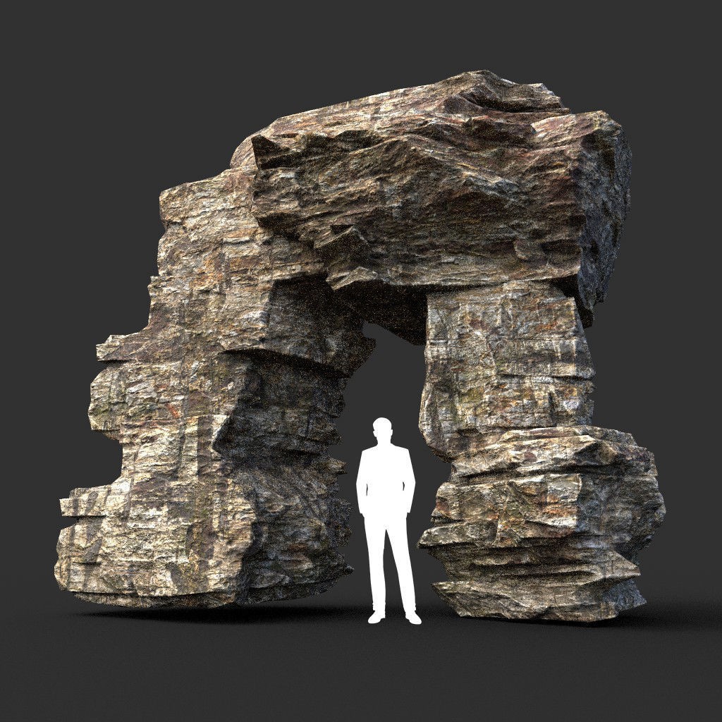 Layered Cliff Rock 3D Model – Low Poly PBR Landscape Asset, FBX/OBJ - View 35