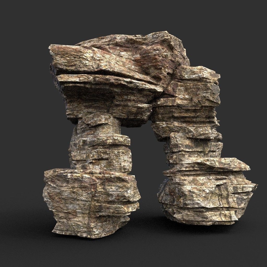 Layered Cliff Rock 3D Model – Low Poly PBR Landscape Asset, FBX/OBJ - View 36