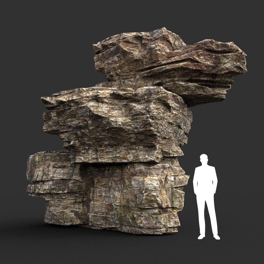 Layered Cliff Rock 3D Model – Low Poly PBR Landscape Asset, FBX/OBJ - View 39
