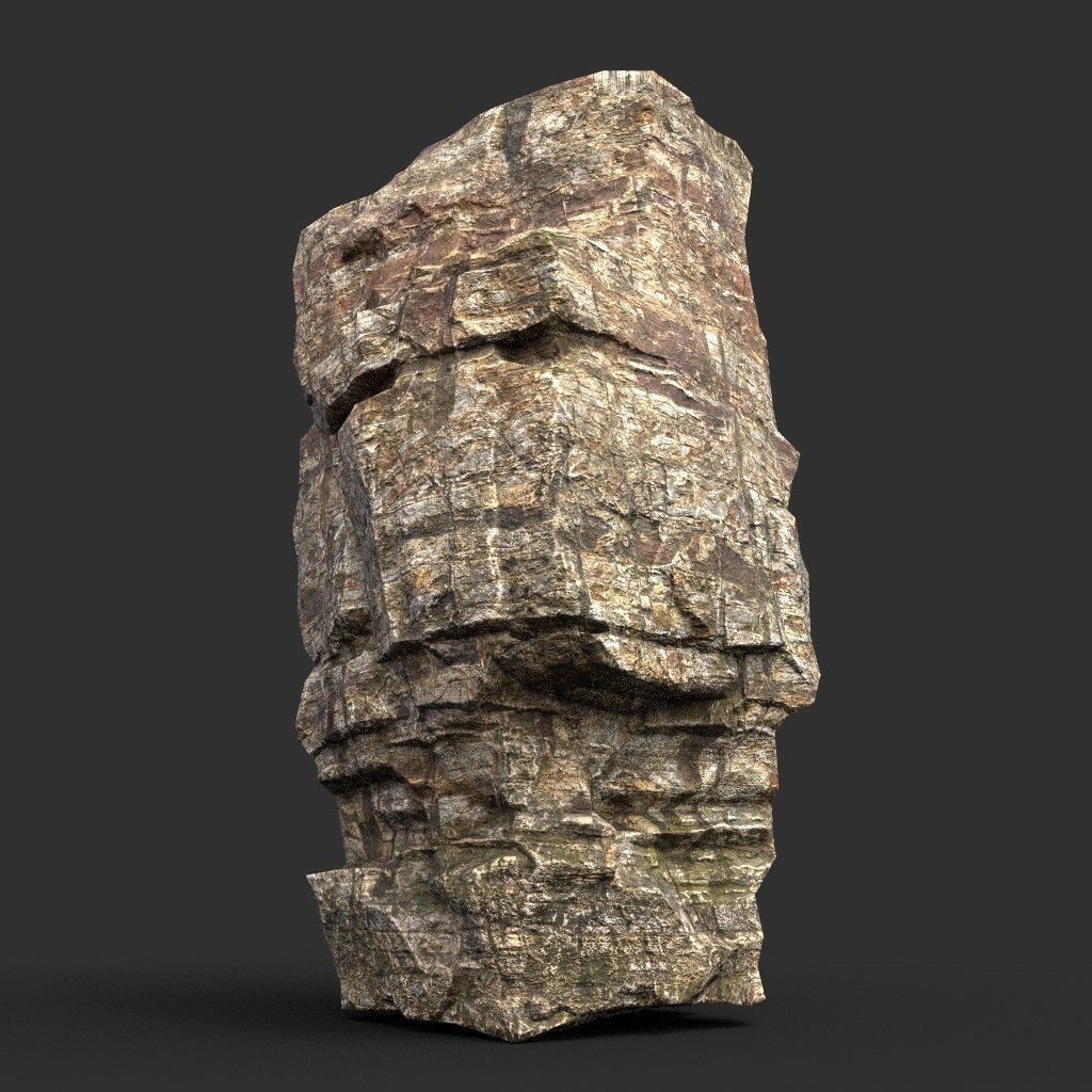 Layered Cliff Rock 3D Model – Low Poly PBR Landscape Asset, FBX/OBJ - View 4