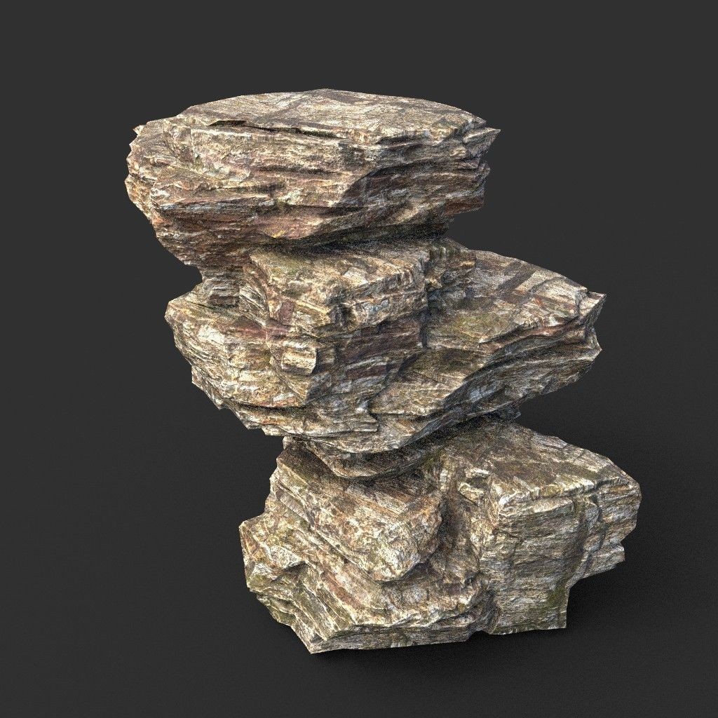 Layered Cliff Rock 3D Model – Low Poly PBR Landscape Asset, FBX/OBJ - View 41