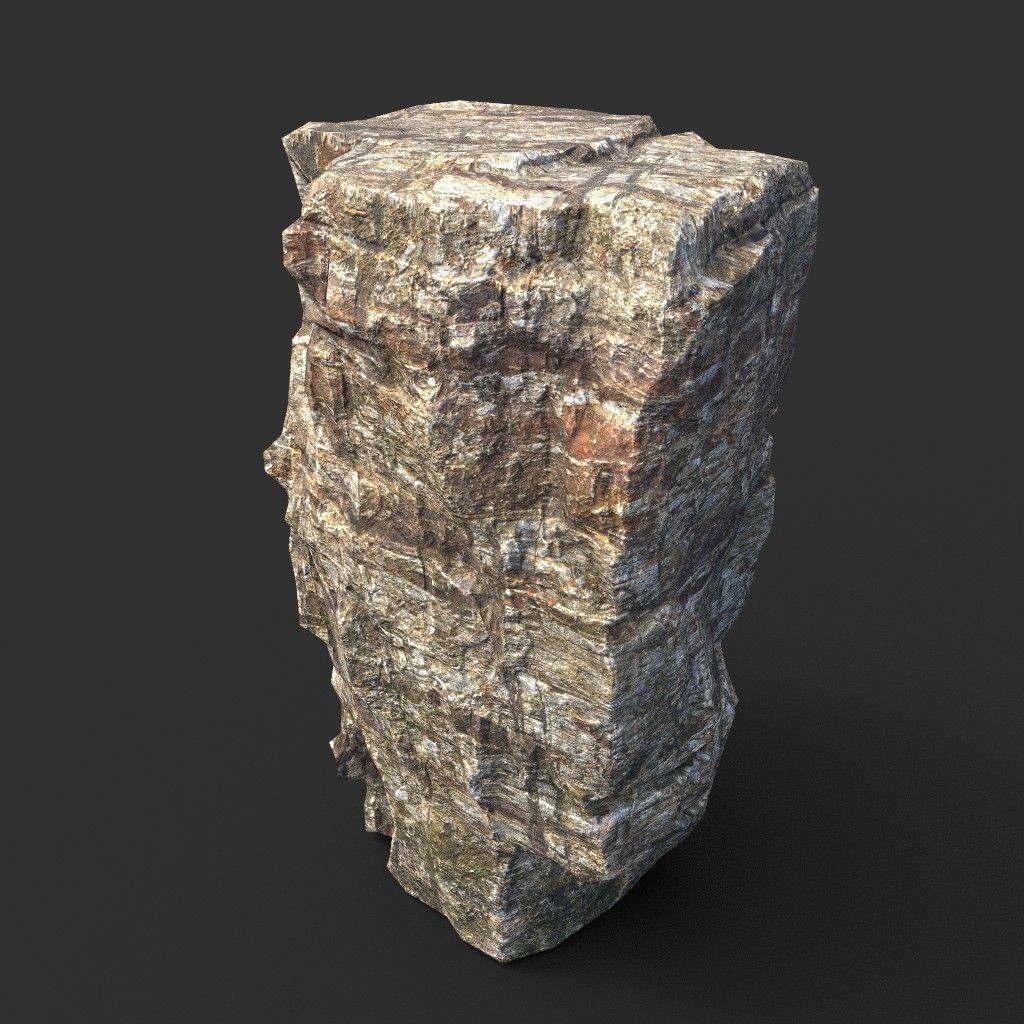 Layered Cliff Rock 3D Model – Low Poly PBR Landscape Asset, FBX/OBJ - View 5