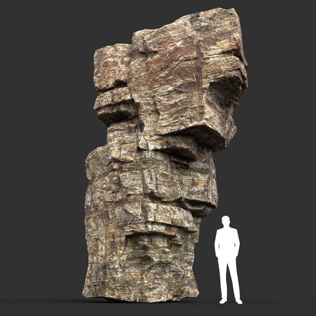 Layered Cliff Rock 3D Model – Low Poly PBR Landscape Asset, FBX/OBJ - View 7