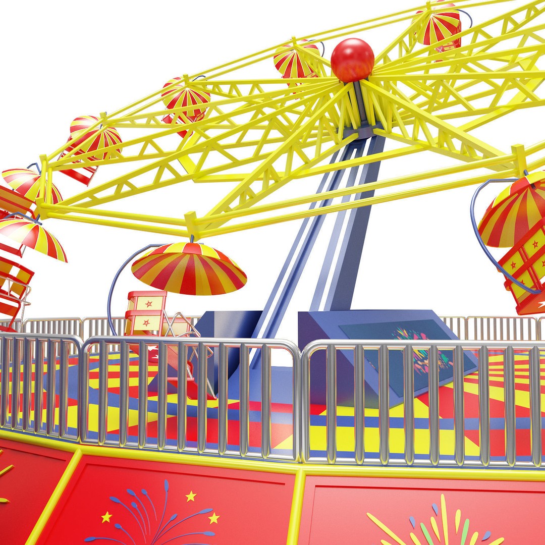 Amusement Park Equipment 3D Model – Funfair Landmark Asset, FBX & OBJ - View 10
