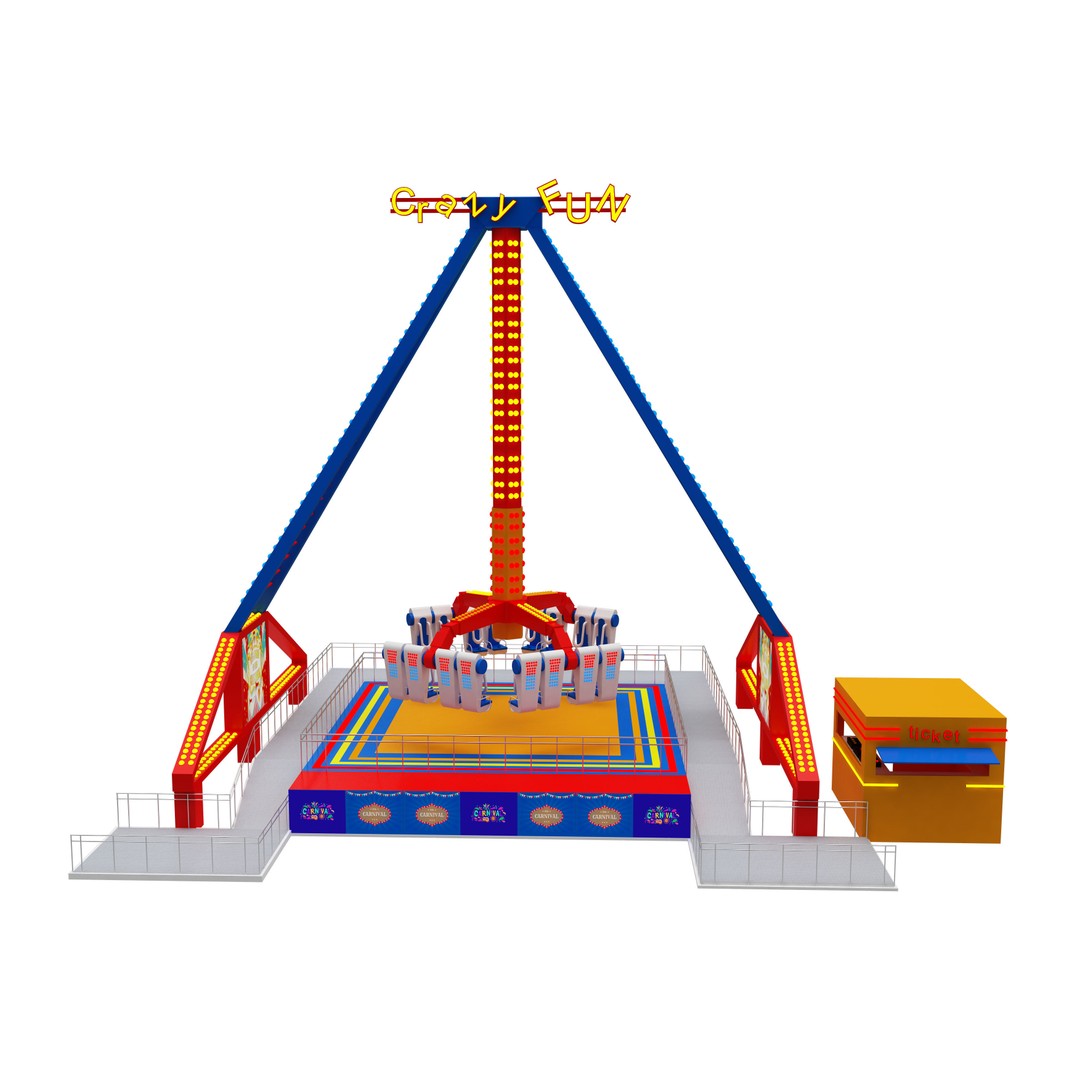 Amusement Park Equipment 3D Model – Funfair Landmark Asset, FBX & OBJ - View 13