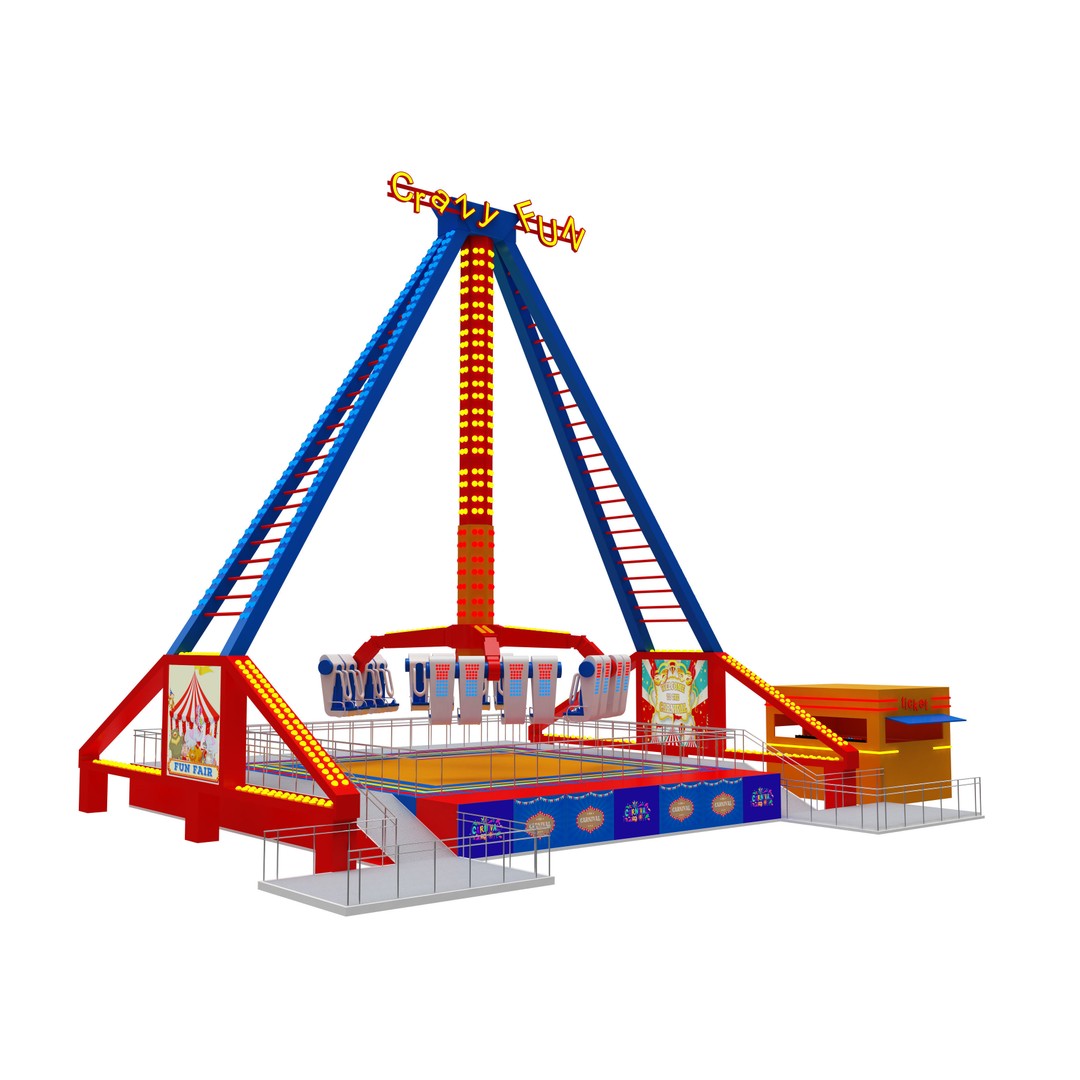 Amusement Park Equipment 3D Model – Funfair Landmark Asset, FBX & OBJ - View 14