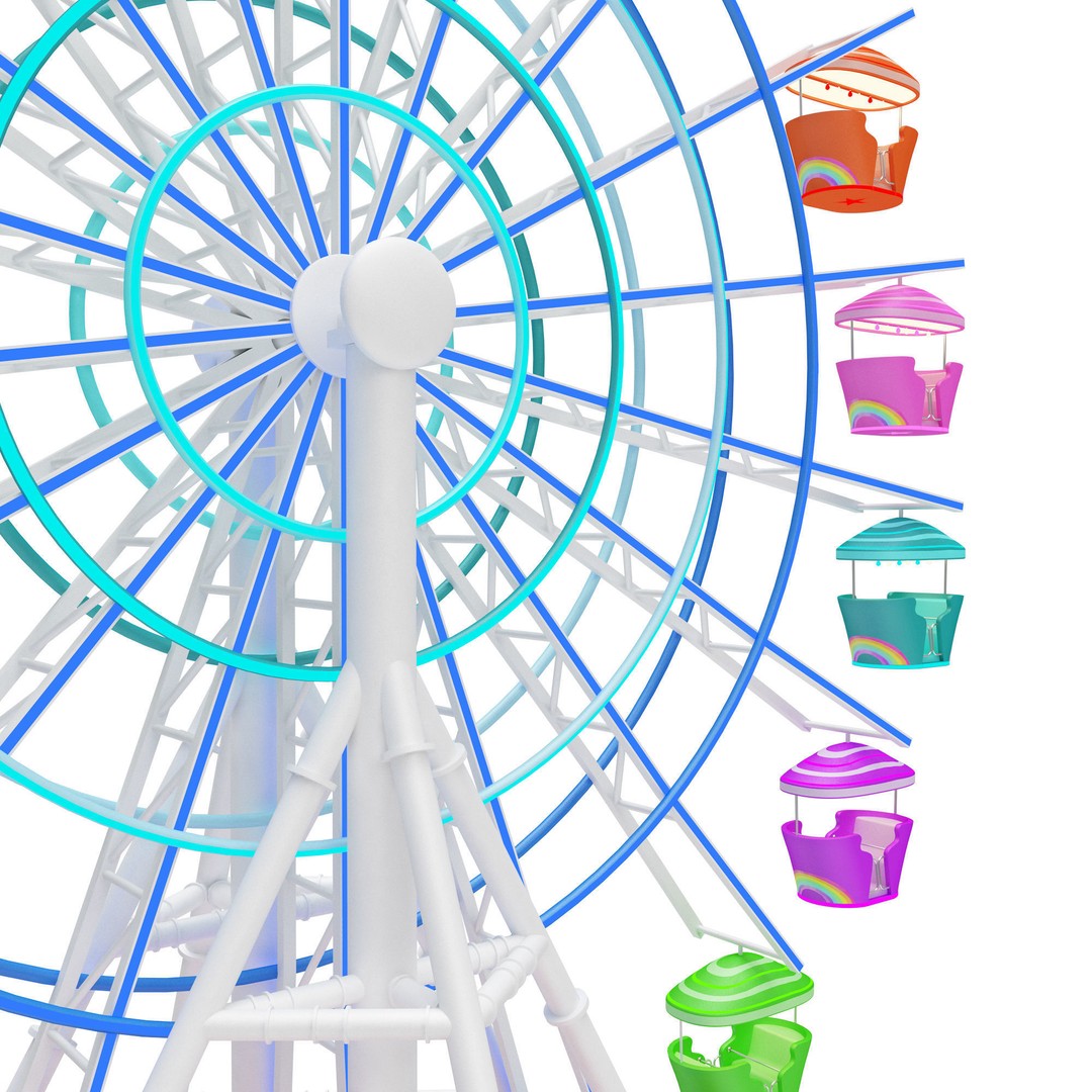 Amusement Park Equipment 3D Model – Funfair Landmark Asset, FBX & OBJ - View 16