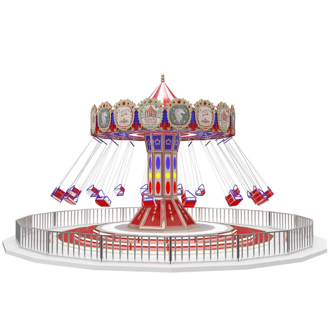 Amusement Park Equipment 3D Model – Funfair Landmark Asset, FBX & OBJ - View 19