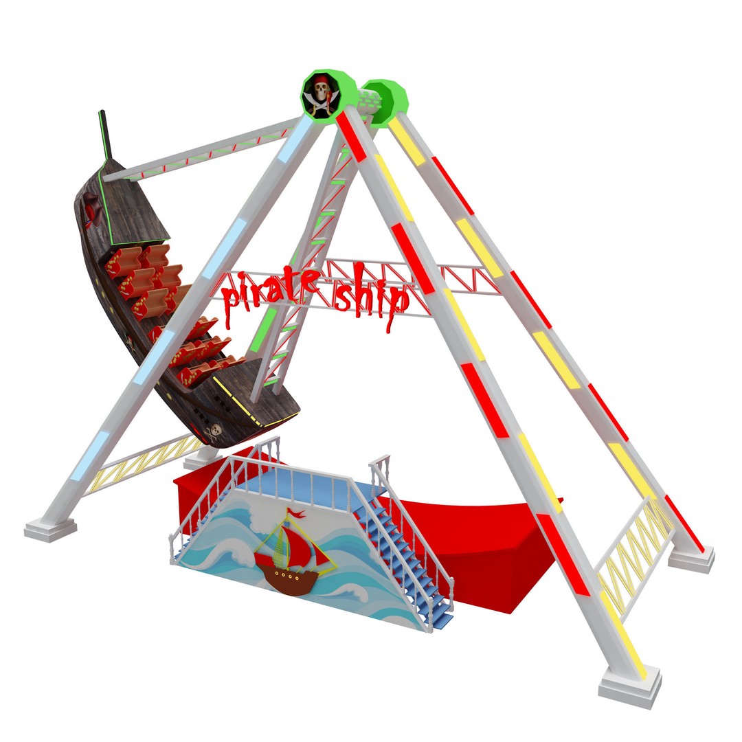 Amusement Park Equipment 3D Model – Funfair Landmark Asset, FBX & OBJ - View 21
