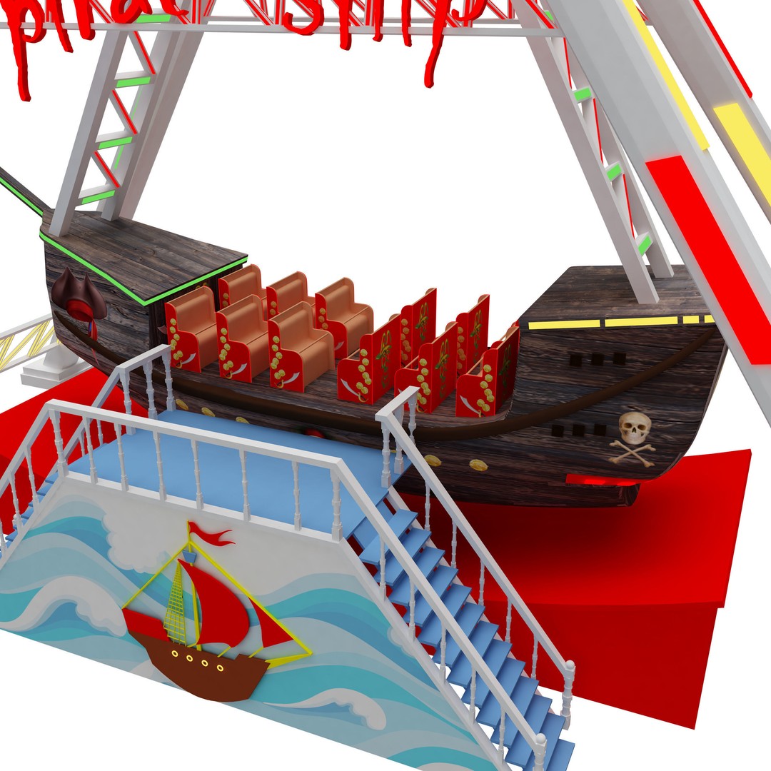 Amusement Park Equipment 3D Model – Funfair Landmark Asset, FBX & OBJ - View 22