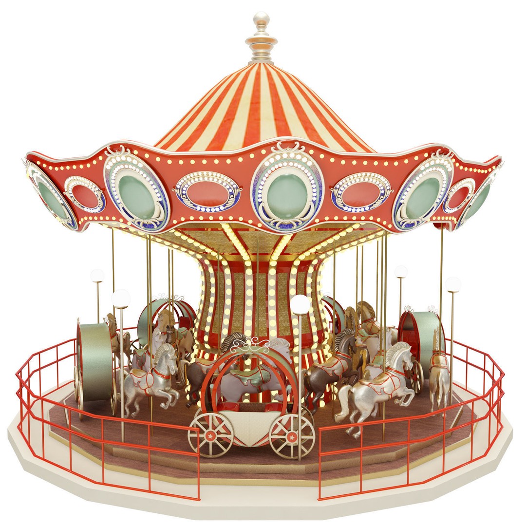 Amusement Park Equipment 3D Model – Funfair Landmark Asset, FBX & OBJ - View 7
