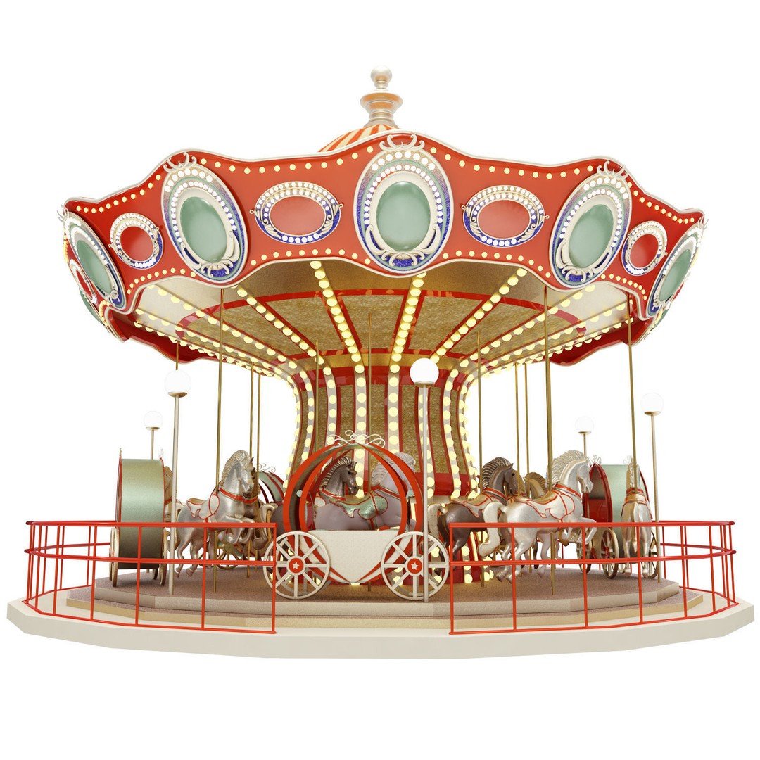 Amusement Park Equipment 3D Model – Funfair Landmark Asset, FBX & OBJ - View 8