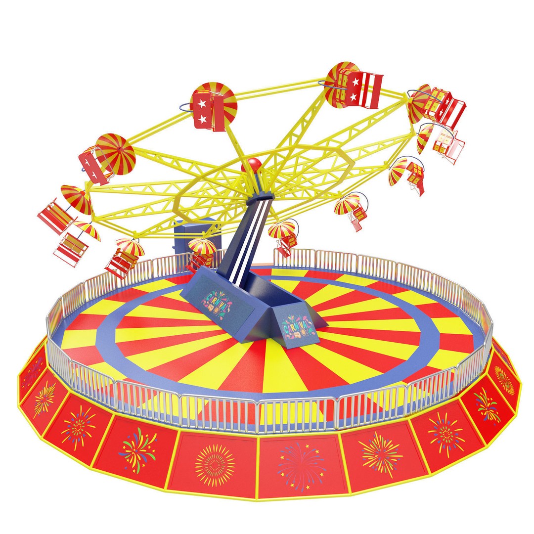 Amusement Park Equipment 3D Model – Funfair Landmark Asset, FBX & OBJ - View 9