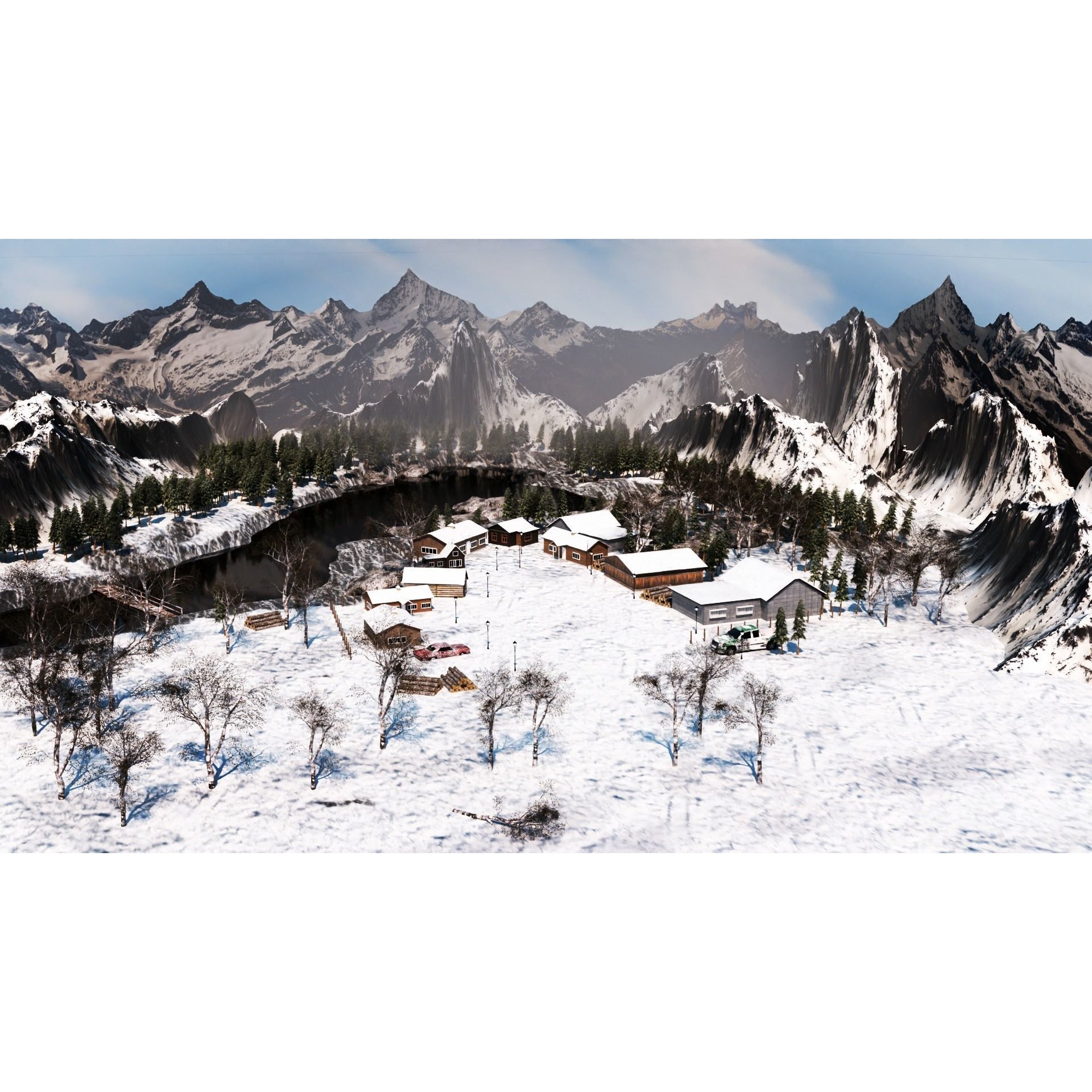 Lauterbrunnen - Low-Poly Game-Ready 3D Model - View 3