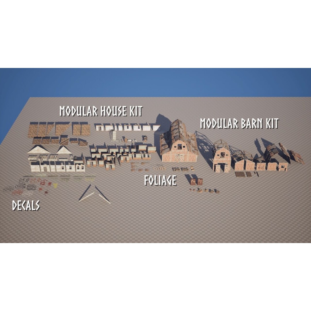 Haunted House 3D Model – Low Poly Modular Game Asset, FBX