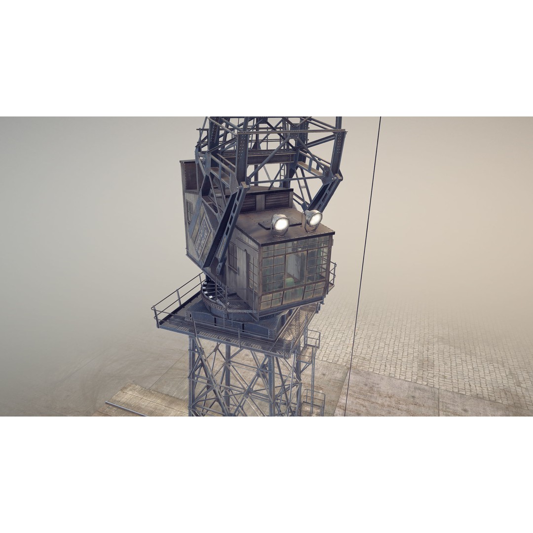 Crane 3D Model – Low Poly Rigged Asset with PBR Textures - View 14