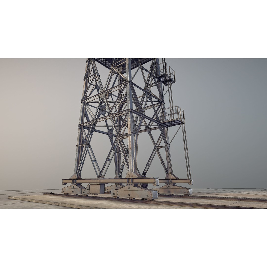 Crane 3D Model – Low Poly Rigged Asset with PBR Textures - View 23