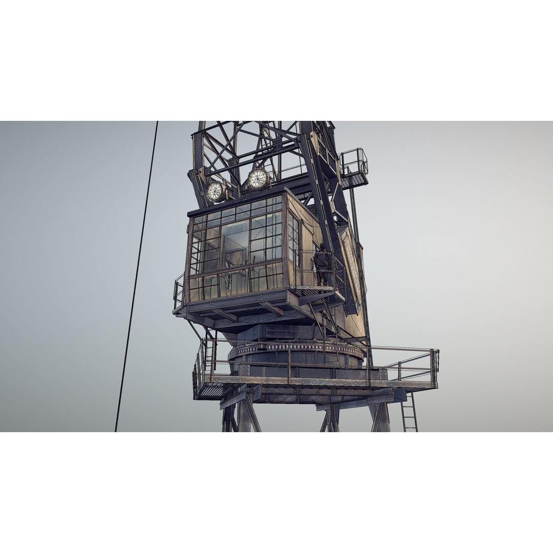 Crane 3D Model – Low Poly Rigged Asset with PBR Textures - View 5