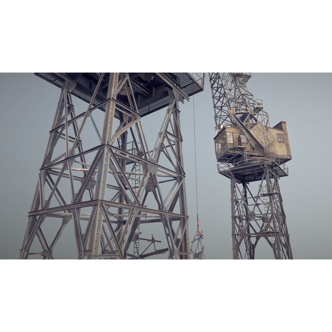 Crane 3D Model – Low Poly Rigged Asset with PBR Textures - View 6