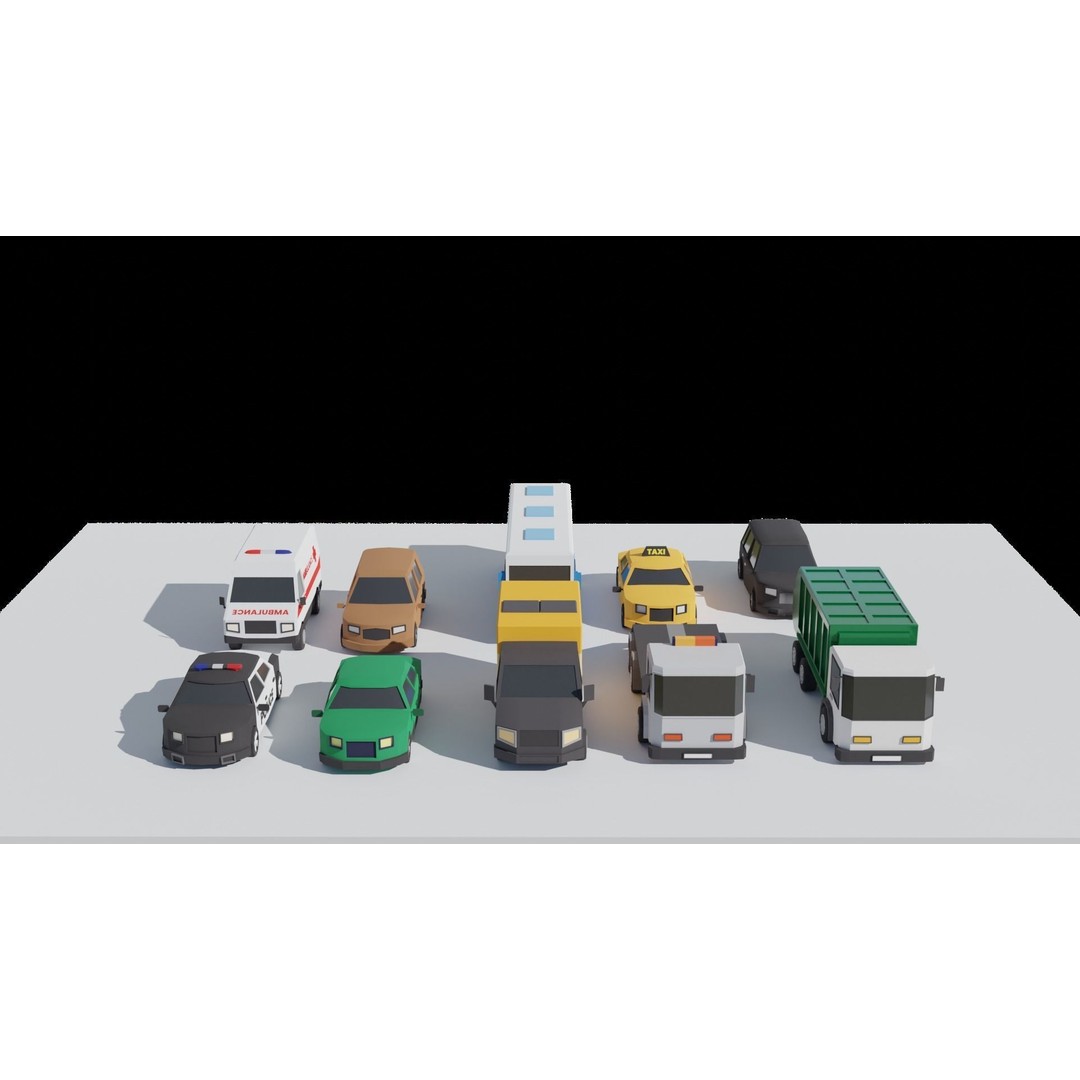 Low Poly City 3D Model – Modular Cityscape with Buildings and Cars - View 16