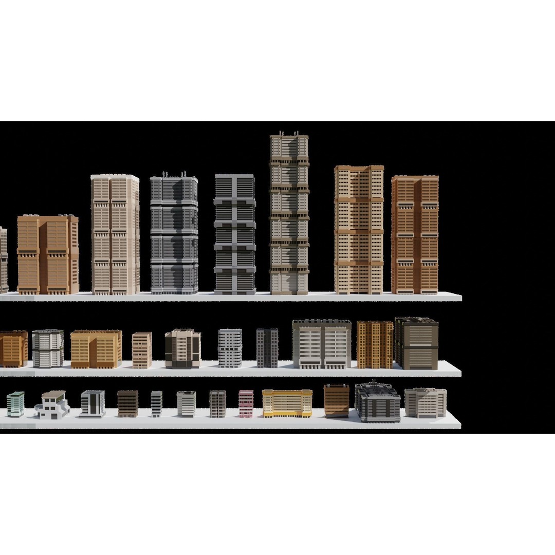 Low Poly City 3D Model – Modular Cityscape with Buildings and Cars - View 20