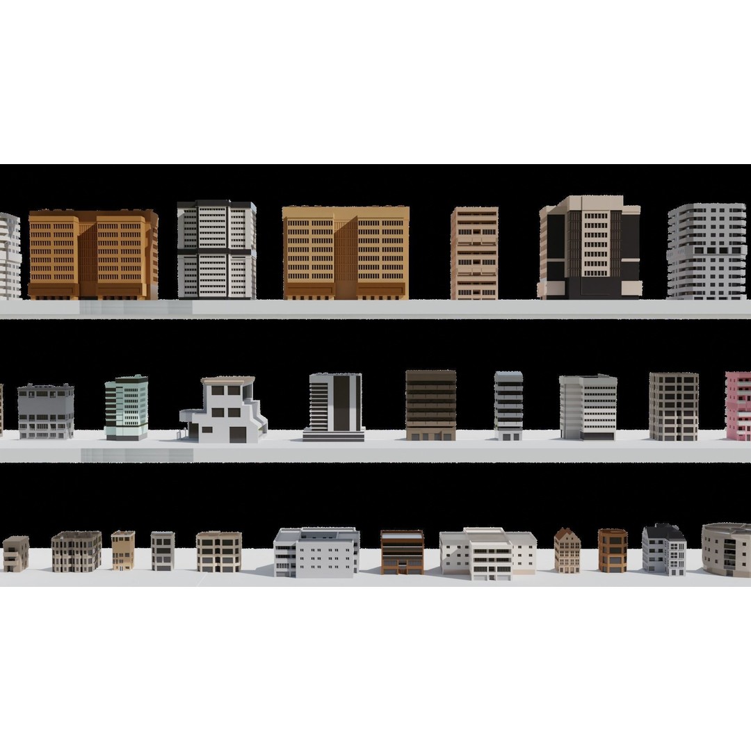 Low Poly City 3D Model – Modular Cityscape with Buildings and Cars - View 23