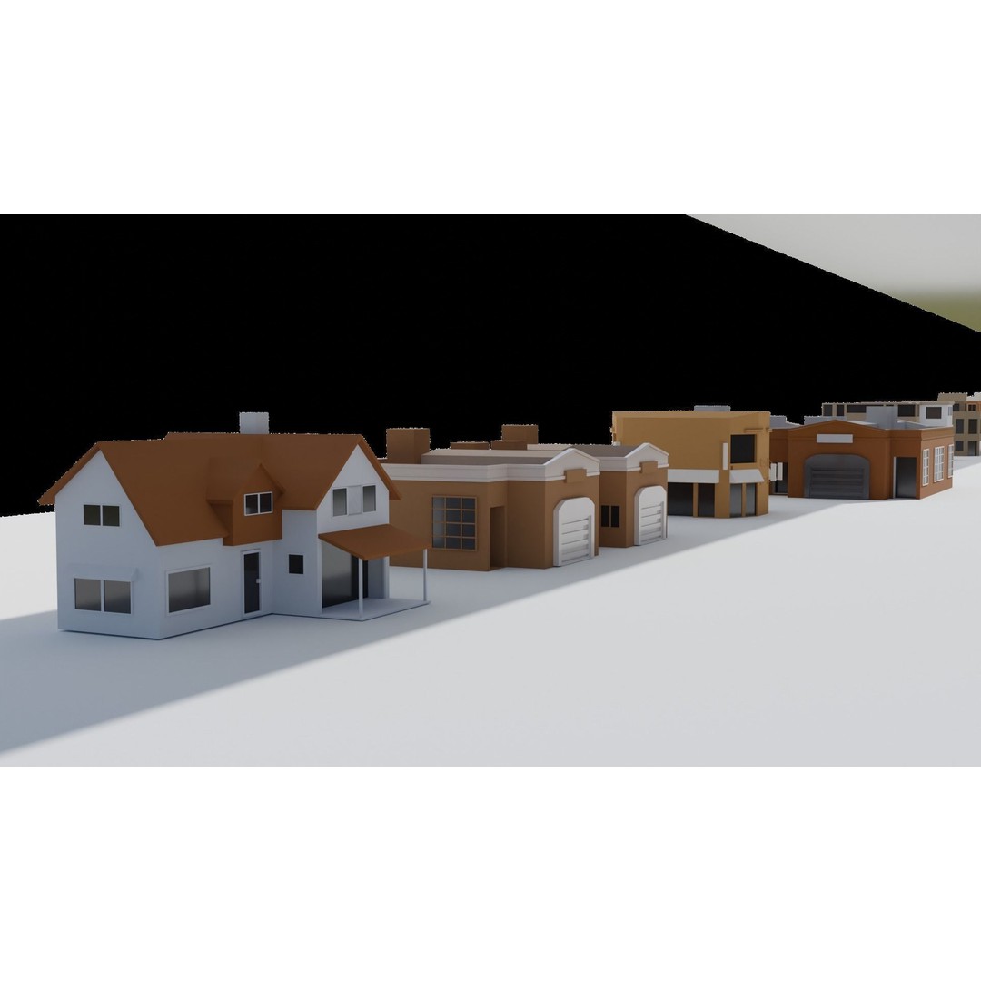 Low Poly City 3D Model – Modular Cityscape with Buildings and Cars - View 24