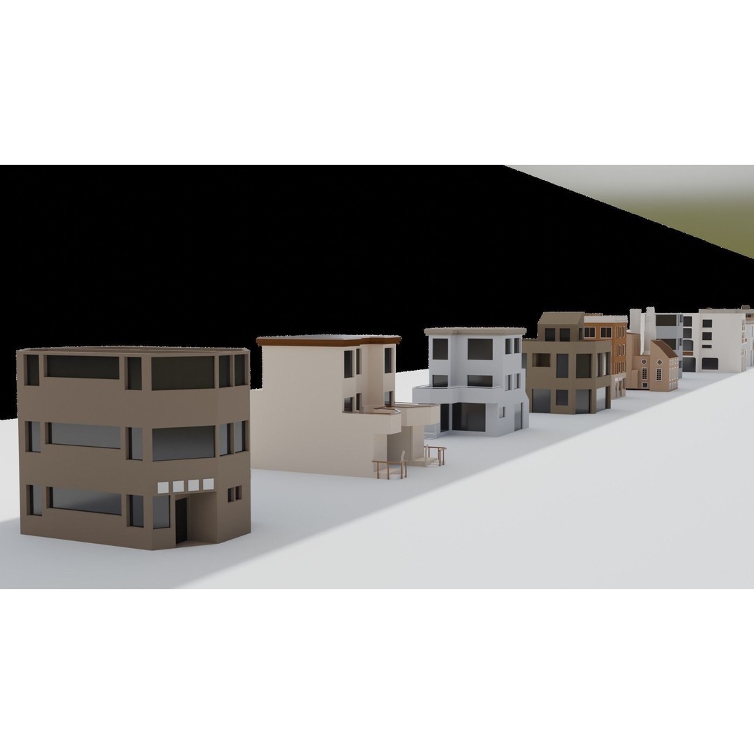 Low Poly City 3D Model – Modular Cityscape with Buildings and Cars - View 25