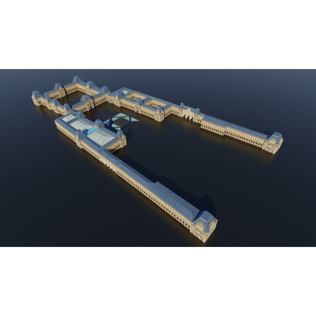 Louvre Museum 3D Model – Low Poly Game Asset for AR/VR - View 10