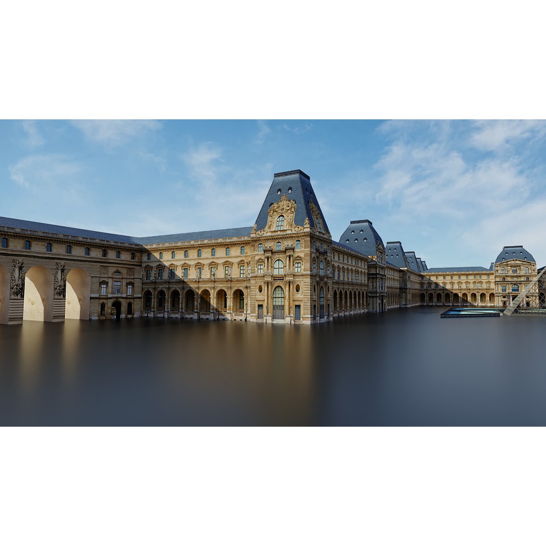 Louvre Museum 3D Model – Low Poly Game Asset for AR/VR - View 4