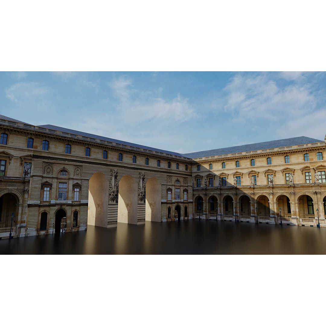 Louvre Museum 3D Model – Low Poly Game Asset for AR/VR - View 6