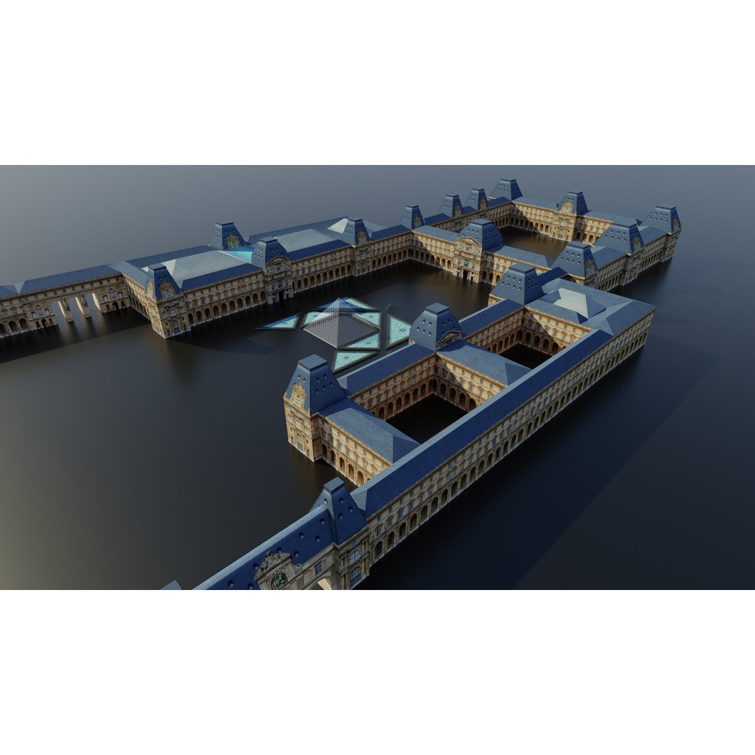 Louvre Museum 3D Model – Low Poly Game Asset for AR/VR - View 8