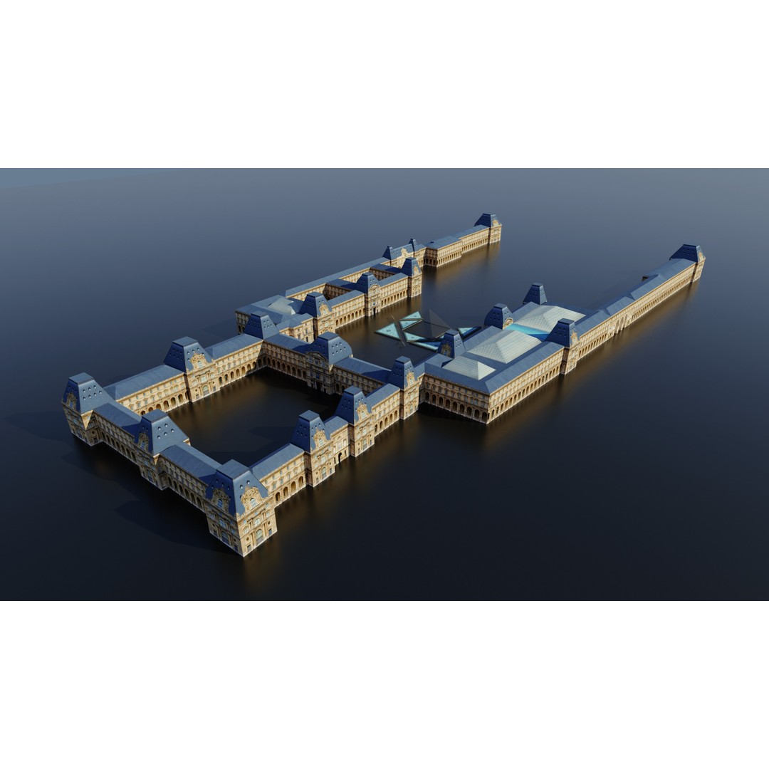 Louvre Museum 3D Model – Low Poly Game Asset for AR/VR - View 9
