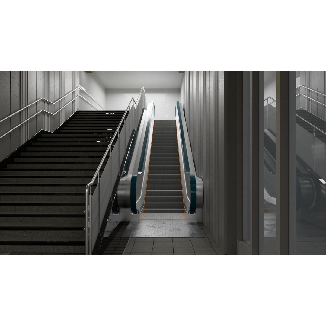 Japanese Railway Metro Station 3D Model – Low Poly, PBR Textures, FBX - View 12