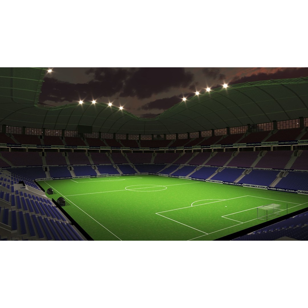 Soccer Stadium 3D Model – Low Poly Exterior Asset, FBX, OBJ, Blender - View 11