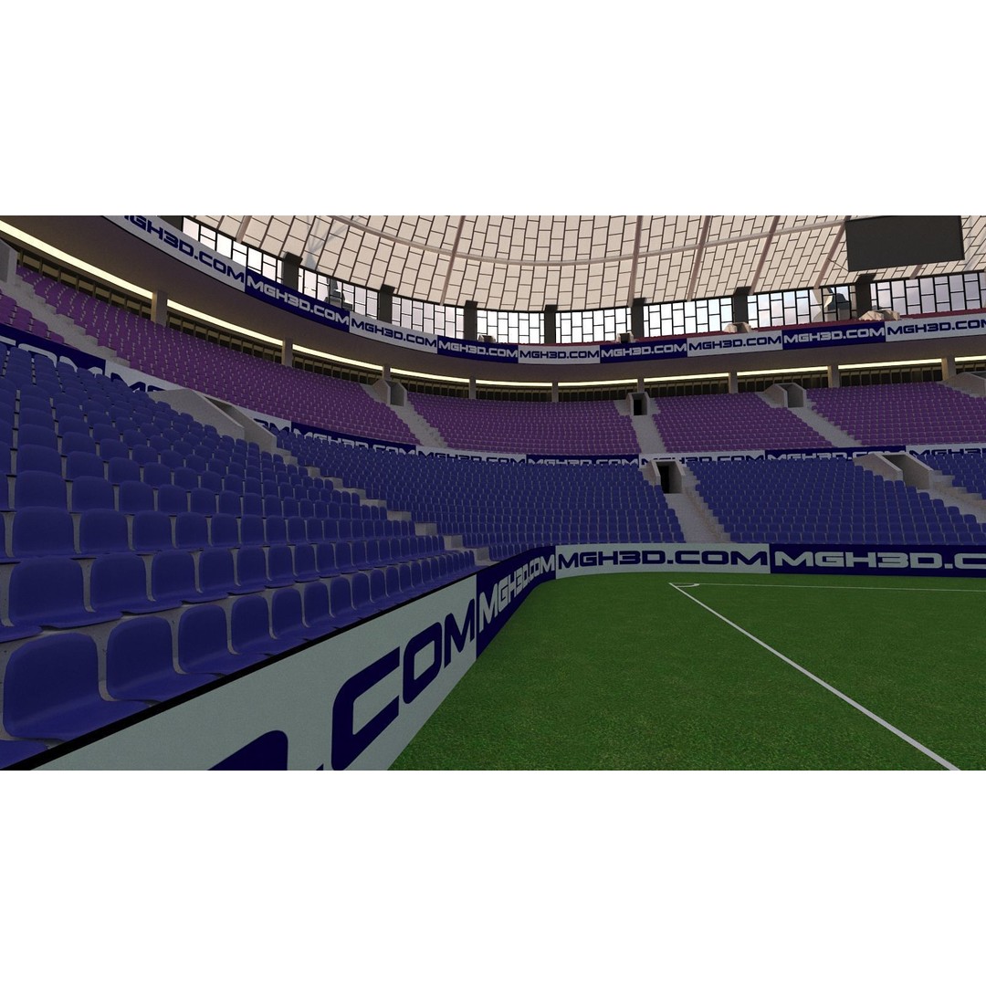 Soccer Stadium 3D Model – Low Poly Exterior Asset, FBX, OBJ, Blender - View 3