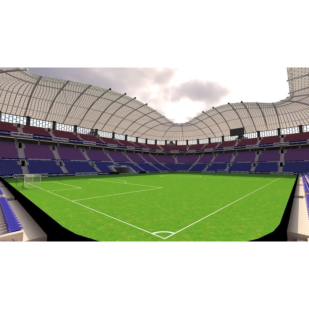 Soccer Stadium 3D Model – Low Poly Exterior Asset, FBX, OBJ, Blender - View 4