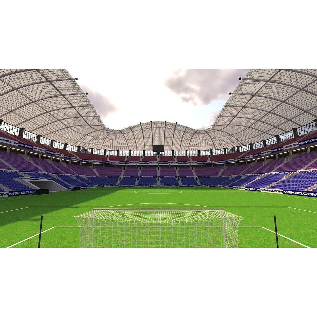Soccer Stadium 3D Model – Low Poly Exterior Asset, FBX, OBJ, Blender - View 6