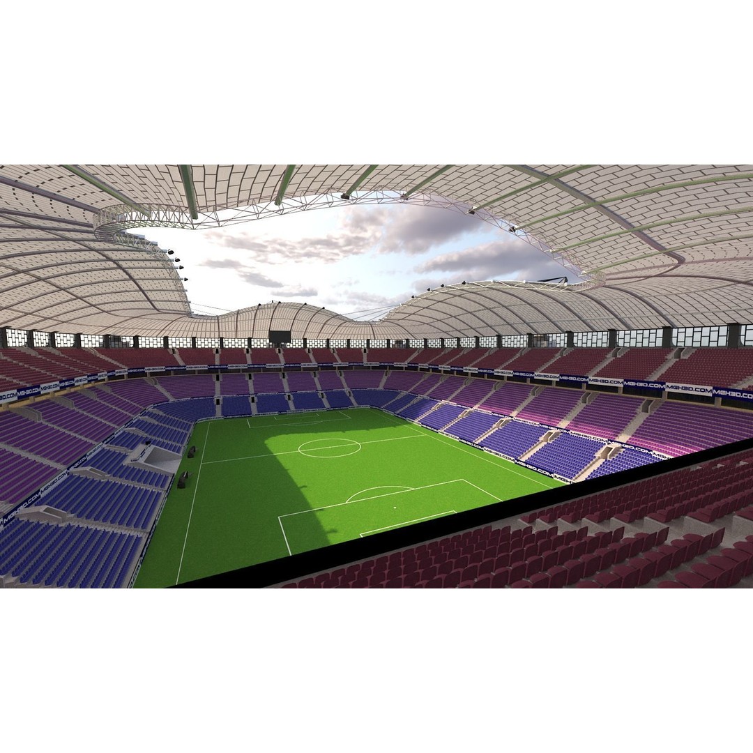 Soccer Stadium 3D Model – Low Poly Exterior Asset, FBX, OBJ, Blender - View 7