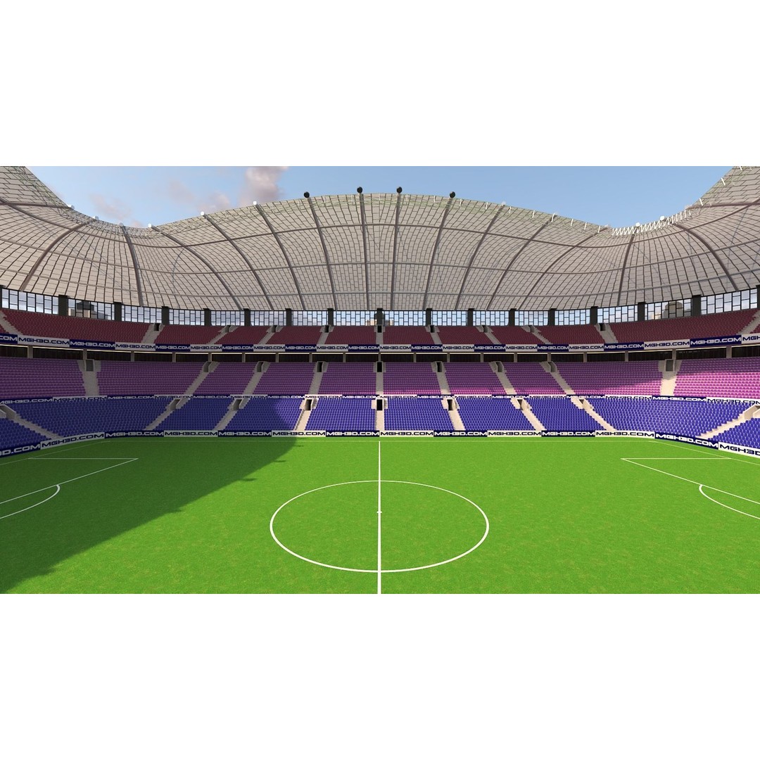 Soccer Stadium 3D Model – Low Poly Exterior Asset, FBX, OBJ, Blender - View 9