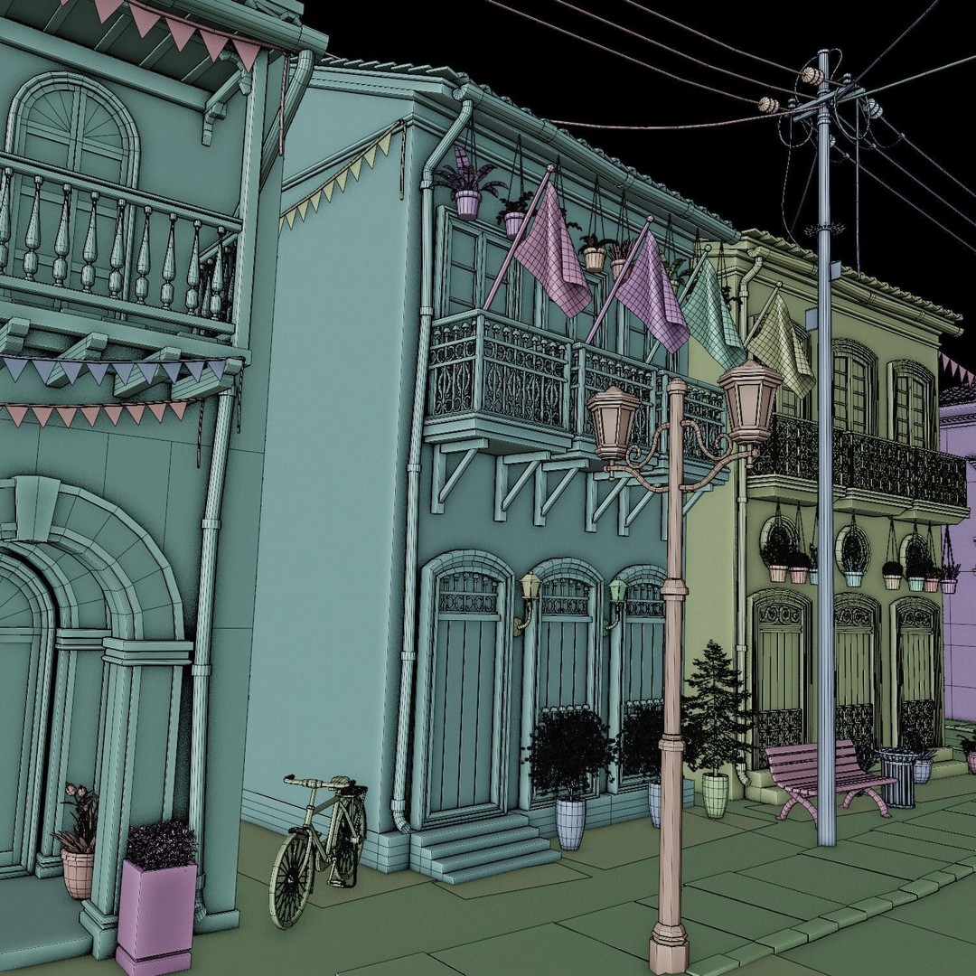 South American Building 3D Model – Low Poly PBR Game Asset, FBX