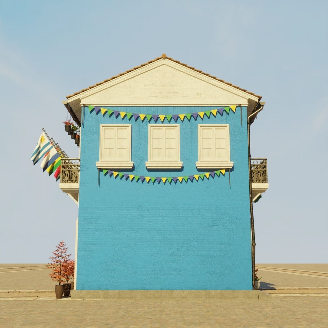 South American Building 3D Model – Low Poly PBR Game Asset, FBX - View 10