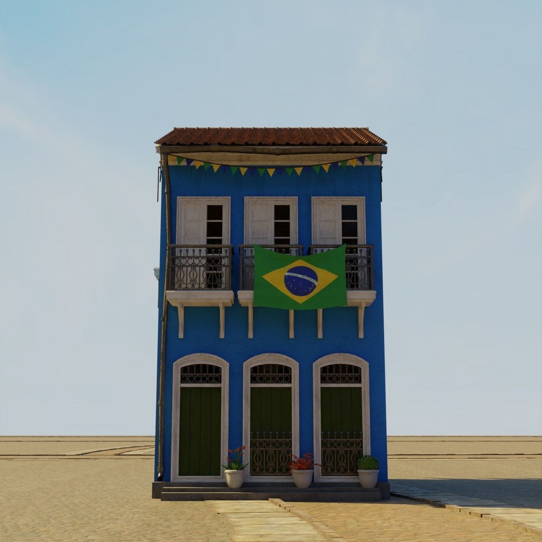 South American Building 3D Model – Low Poly PBR Game Asset, FBX - View 12