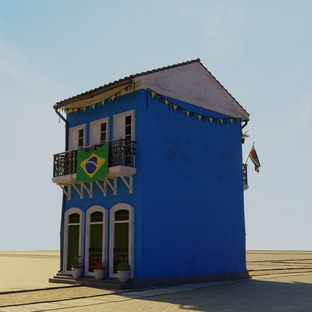 South American Building 3D Model – Low Poly PBR Game Asset, FBX - View 13