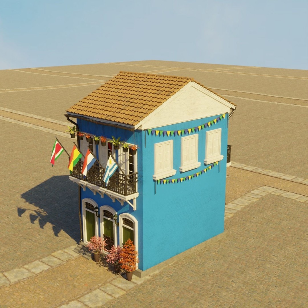 South American Building 3D Model – Low Poly PBR Game Asset, FBX - View 16