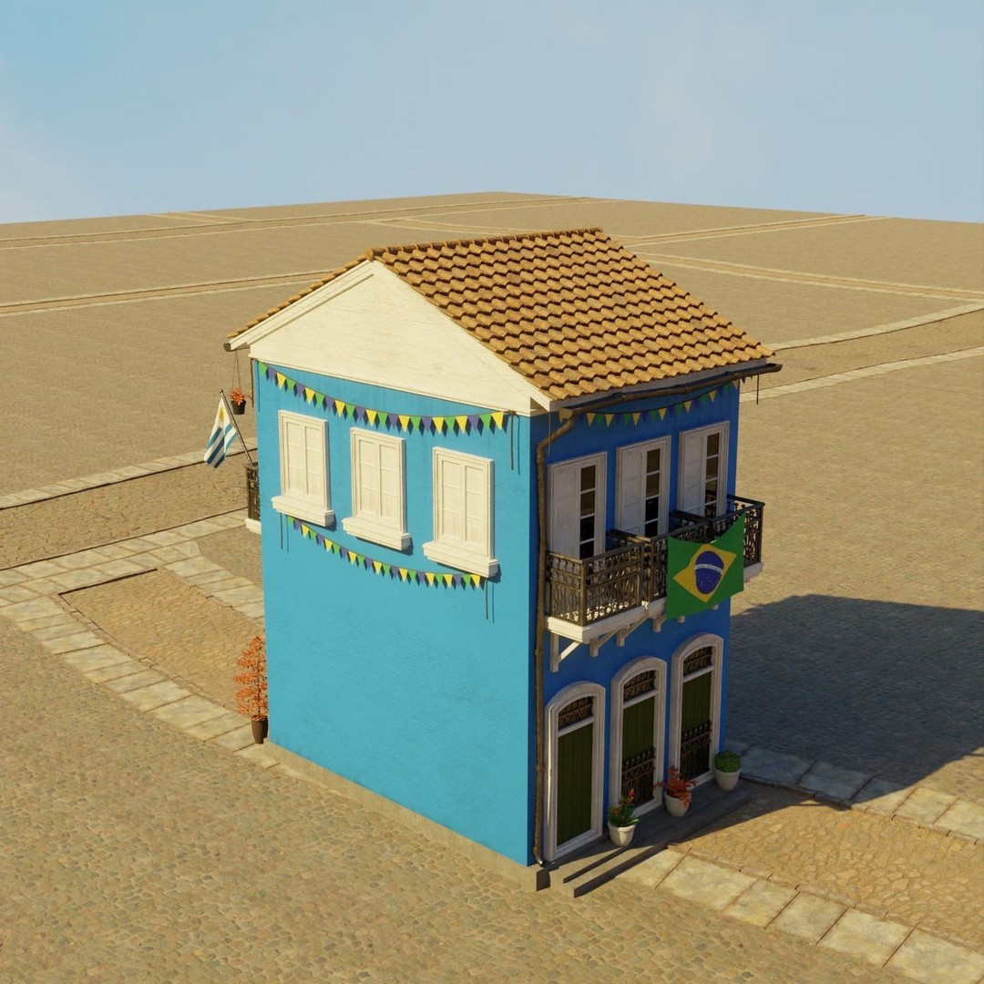 South American Building 3D Model – Low Poly PBR Game Asset, FBX - View 17