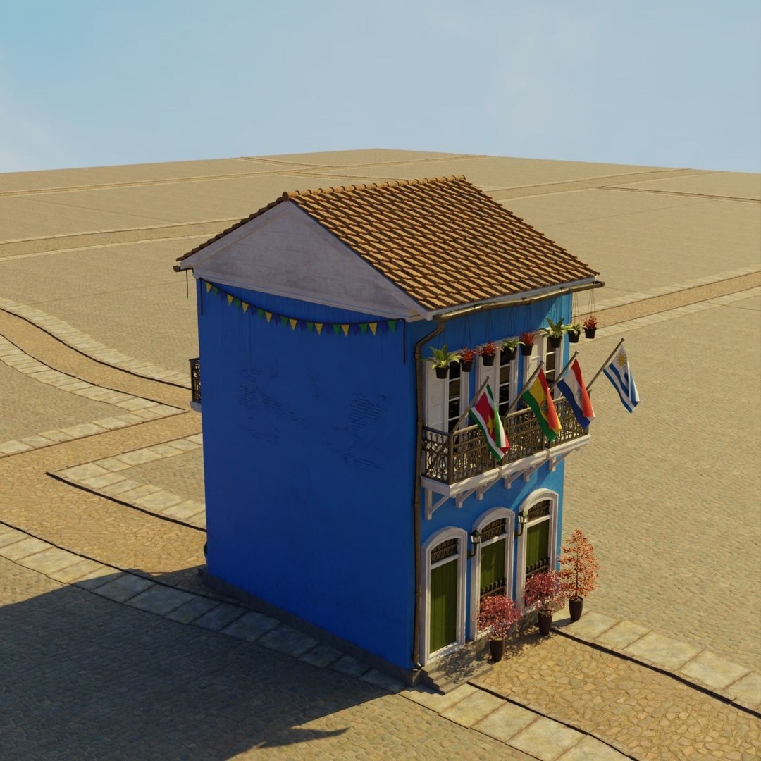 South American Building 3D Model – Low Poly PBR Game Asset, FBX - View 19